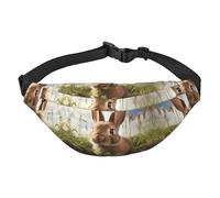 Marsupio da donna con coniglietto sull'erba verde, resistente all'acqua, marsupio da corsa con opzioni di usura versatili, comodo foro per cuffie, ideale per viaggi e allenamento, Come nella foto,