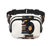 Marsupio da donna con dischi in vinile e nastri, impermeabile, regolabile, alla moda, casual, borsa a tracolla per corsa, allenamento, escursionismo, viaggi, nero, taglia unica, Nero , Taglia unica