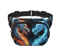 Marsupio da donna con drago di ghiaccio e fuoco, impermeabile, regolabile, alla moda, casual, borsa a tracolla per corsa, allenamento, escursionismo, viaggi, nero, taglia unica, Nero , Taglia unica