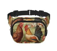 Marsupio da donna con galline e fattoria, impermeabile, regolabile, alla moda, casual, a tracolla, per corsa, allenamento, escursionismo, viaggi, nero, taglia unica, Nero , Taglia unica