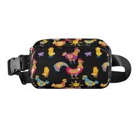 Marsupio da donna con gallo luminoso, nero, grazioso marsupio impermeabile per donne, nero gallo brillante, 20,3 x 13,5 x 5,8 cm, divertente, carino, nero gallo brillante, 20,3 x 13,5 x 5,8 cm