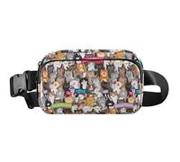 Marsupio da donna con gatto rally, grande, impermeabile, eccentrica, da donna, con gatto rally, 20,3 x 13,5 x 5,8 cm, divertente, carino, gatto rally, 20,3 x 13,5 x 5,8 cm, divertente e carino, Raduno