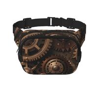 Marsupio da donna con ingranaggi meccanici steampunk, impermeabile, regolabile, alla moda, casual, borsa a tracolla, per corsa, allenamento, escursionismo, viaggi, nero, taglia unica, Nero , Taglia