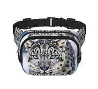 Marsupio da donna con leopardo delle nevi dagli occhi blu, impermeabile, regolabile, alla moda, casual, borsa a tracolla, per corsa, allenamento, escursionismo, viaggi, nero, taglia unica, Nero ,