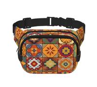 Marsupio da donna con motivo geometrico marocchino, impermeabile, regolabile, alla moda, casual, a tracolla, per corsa, allenamento, escursionismo, viaggi, colore nero, taglia unica, Nero , Taglia