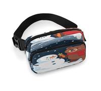 Marsupio da donna con orso che fa un pupazzo di neve, impermeabile, regolabile, alla moda, casual, borsa a tracolla per corsa, allenamento, escursionismo, viaggi