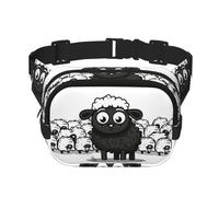 Marsupio da donna con pecore bianche e nere, impermeabile, regolabile, alla moda, casual, a tracolla, per corsa, allenamento, escursionismo, viaggi, nero, taglia unica, Nero , Taglia unica