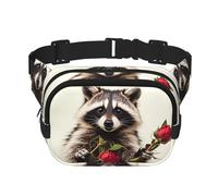 Marsupio da donna con procione divertente, impermeabile, regolabile, alla moda, casual, a tracolla, per corsa, allenamento, escursionismo, viaggi, nero, taglia unica, Nero , Taglia unica