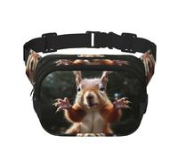 Marsupio da donna con scoiattolo, divertente, impermeabile, regolabile, alla moda, casual, a tracolla, per corsa, allenamento, escursionismo, viaggi, nero, taglia unica, Nero , Taglia unica