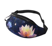 Marsupio da donna con scritta "Notte stellata" delle montagne, alla moda, regolabile, per allenamento, corsa, viaggi, stile casual, Fiori di loto nottur, Taglia unica