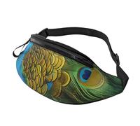 Marsupio da donna con scritta "Notte stellata" delle montagne, alla moda, regolabile, per allenamento, corsa, viaggi, stile casual, Piuma di pavone, Taglia unica