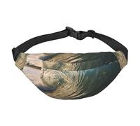 Marsupio da donna con stampa a onde d'acqua sul mare, marsupio impermeabile con tasche a 3 cerniere per corsa e viaggi, nero, taglia unica, alla moda, nero, taglia unica, alla moda, Nero , Taglia