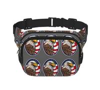 Marsupio da donna con stampa American Bald Eagle con cinghia regolabile per allenamento/corsa/escursionismo, Nero , Taglia unica