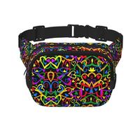 Marsupio da donna con stampa arcobaleno Gay Pride con cinghia regolabile per allenamento/corsa/escursionismo a tracolla, Nero , Taglia unica