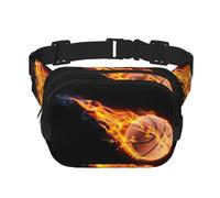 Marsupio da donna con stampa basket on fire con cinghia regolabile per allenamento/corsa/escursionismo, Nero , Taglia unica
