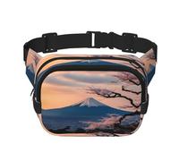 Marsupio da donna con stampa del Monte Fuji del Giappone, alla moda, per viaggi e corsa, nero, Taglia unica