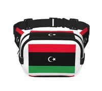 Marsupio da donna con stampa della bandiera della Libia, con cinghia regolabile, per allenamento/corsa/escursionismo, Nero , Taglia unica