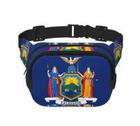 Marsupio da donna con stampa della bandiera di New York, con cinghia regolabile, per allenamento/corsa/escursionismo, Nero , Taglia unica