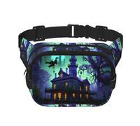 Marsupio da donna con stampa di case infestate nere, nero, Taglia unica