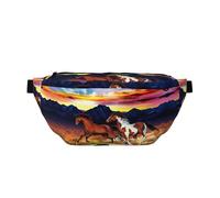 Marsupio da donna con stampa di cavalli da corsa, grande borsa a tracolla per escursionismo, viaggi, facile da trasportare