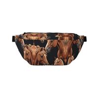 Marsupio da donna con stampa di cavalli marroni, grande borsa a tracolla per escursionismo, viaggi, facile da trasportare