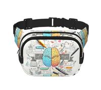 Marsupio da donna con stampa di cervello umano, con cinghia regolabile, per allenamento/corsa/escursionismo, Nero , Taglia unica