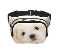 Marsupio da donna con stampa di cuccioli maltesi con cinghia regolabile per allenamento/corsa/escursionismo, marsupio a tracolla, Nero , Taglia unica