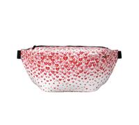 Marsupio da donna con stampa di cuori rossi che cadono in vita, grande borsa a tracolla per escursionismo, viaggi, facile da trasportare