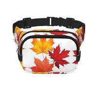 Marsupio da donna con stampa di foglie autunnali con cinghia regolabile per allenamento/corsa/escursionismo, Nero , Taglia unica