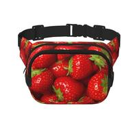 Marsupio da donna con stampa di fragole rosse con cinghia regolabile per allenamento/corsa/escursionismo, marsupio a tracolla, Nero , Taglia unica