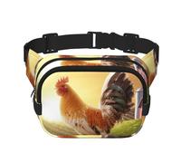 Marsupio da donna con stampa di gallo con cinghia regolabile per allenamento/corsa/escursionismo, marsupio a tracolla, Nero , Taglia unica