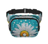 Marsupio da donna con stampa di margherite e cinghia regolabile, per allenamento/corsa/escursionismo, marsupio a tracolla, Nero , Taglia unica