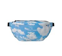 Marsupio da donna con stampa di nuvole bianche e cielo blu, grande borsa a tracolla per escursionismo, viaggi, facile da trasportare