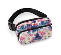 Marsupio da donna, con stampa di paesaggi hawaiani rosa, borsa a tracolla alla moda
