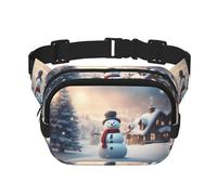 Marsupio da donna con stampa di pupazzo di neve con cinghia regolabile per allenamento/corsa/escursionismo, marsupio a tracolla, Nero , Taglia unica