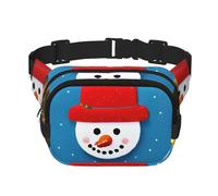 Marsupio da donna con stampa di pupazzo di neve, con cinghia regolabile per allenamento/corsa/escursionismo, marsupio a tracolla, Nero , Taglia unica