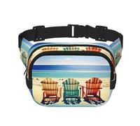 Marsupio da donna con stampa di scene di spiaggia con sedie, marsupio per tutti i giorni, per viaggi, attività all'aperto, corsa, caccia per adulti, nero, Taglia unica