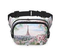 Marsupio da donna con stampa di Torre Eiffel di Parigi, con cinghia regolabile, per allenamento/corsa/escursionismo, borsa a tracolla, Nero , Taglia unica