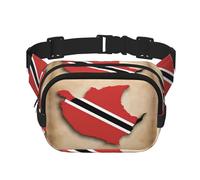 Marsupio da donna con stampa di Trinidad e Tobago con mappa come un uccello, carino, grande, nero, borsa a tracolla in nylon alla moda, nero, Taglia unica