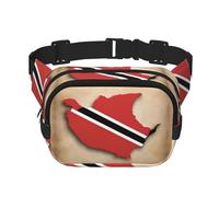 Marsupio da donna con stampa di Trinidad e Tobago con mappa come un uccello, carino, grande, nero, borsa a tracolla in nylon alla moda, nero, Taglia unica