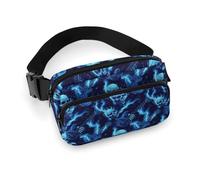 Marsupio da donna, con stampa di un chitarrista blu e teschio di fuoco, alla moda, marsupio