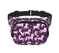 Marsupio da donna con stampa di unicorni rosa, marsupio per tutti i giorni, per viaggi, attività all'aperto, corsa, caccia per adulti, nero, Taglia unica