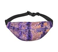 Marsupio da donna con stampa floreale viola, impermeabile, con 3 tasche con cerniera, per corsa e viaggi, nero, taglia unica, alla moda, nero, taglia unica, alla moda, Nero , Taglia unica, alla moda