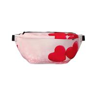 Marsupio da donna con stampa glitter rosa con cuori rossi, grande borsa a tracolla per escursionismo, viaggi, facile da trasportare