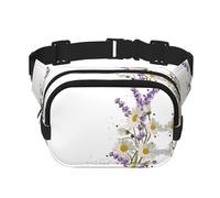 Marsupio da donna con stampa lavanda e margherite con cinghia regolabile per allenamento/corsa/escursionismo, Nero , Taglia unica