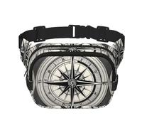 Marsupio da donna con stampa "Law of the Compass Navigation", alla moda, per viaggi, corsa, nero, Taglia unica