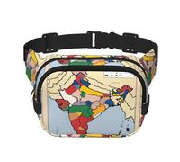 Marsupio da donna con stampa mappa del territorio del Sultanato di Delhi Carino Grande Nero Marsupio a tracolla in nylon alla moda Marsupio, nero, Taglia unica