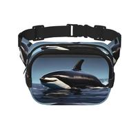 Marsupio da donna con stampa orca killer whale con cinghia regolabile per allenamento/corsa/escursionismo, marsupio a tracolla, Nero , Taglia unica