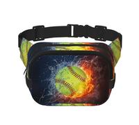 Marsupio da donna con stampa softball con cinghia regolabile per allenamento/corsa/escursionismo, Nero , Taglia unica