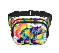 Marsupio da donna con stampa tie dye con orso che balla tutti i giorni, per viaggi, attività all'aperto, corsa, caccia, per adulti, nero, Taglia unica